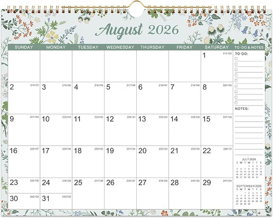 Wall Calendar 2026-2027, Jul 2026 - Dec 2027, 14.8" x 11.57", 18 Month | Calendar 2026-2027, Twin-Wire Binding, Julian Dates, Large Block, Notes & To-do List, Thick Paper, Perfect for Planning