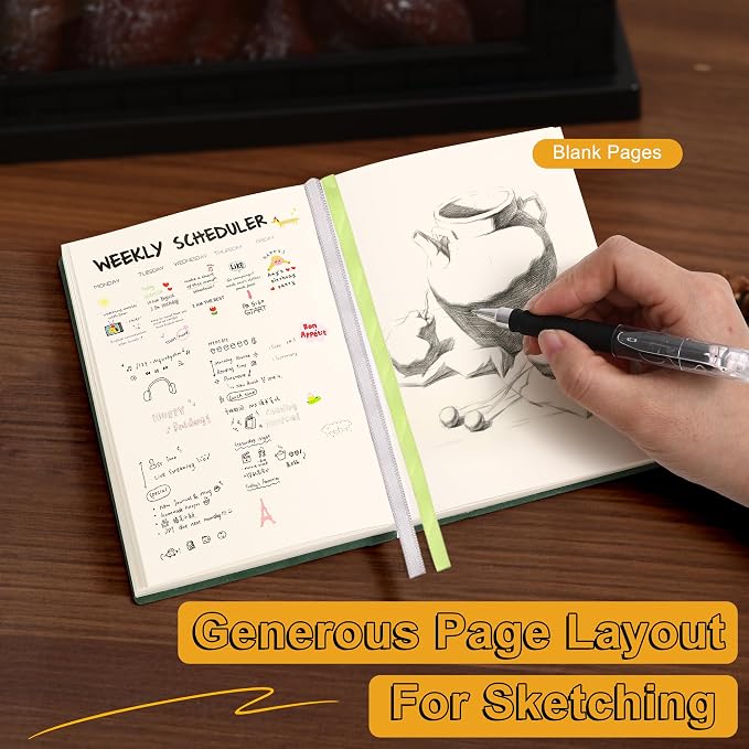 Thick Blank Journal Notebook 400 Pages 3.9 × 5.5 No Lines Soft Leather Pocket Blank Notebook for Women Drawing Book Memo Writing Sketch Diary Notebook Upgrade Page (Marigold)