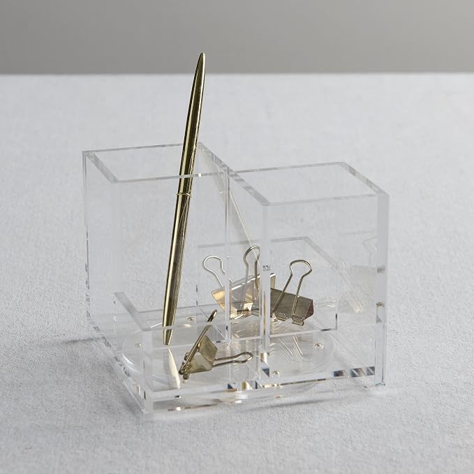 Gartner Studios 360 Degree Rotating Acrylic Carousel Pen Holder, 5” x 5”