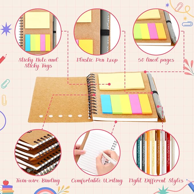 Resurhang 32 Set Back to School Gifts Bulk Teacher Appreciation Inspirational Notebooks Mini Journals with Pens Thank You Gifts for Students Employee Coworker Staff Office Supplies