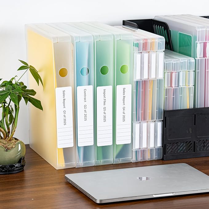 12 Packs A4 Paper Storage Boxes, 8.5 x 11 Plastic Portable Project Case for US letter Size and A4 paper, Plastic Multi-Purpose Thick Scrapbook Storage Box for Office