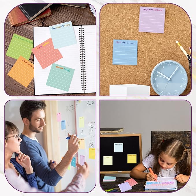 Yinder 24 Pcs Sticky Notes Gifts Bulk,Inspirational,Light Color