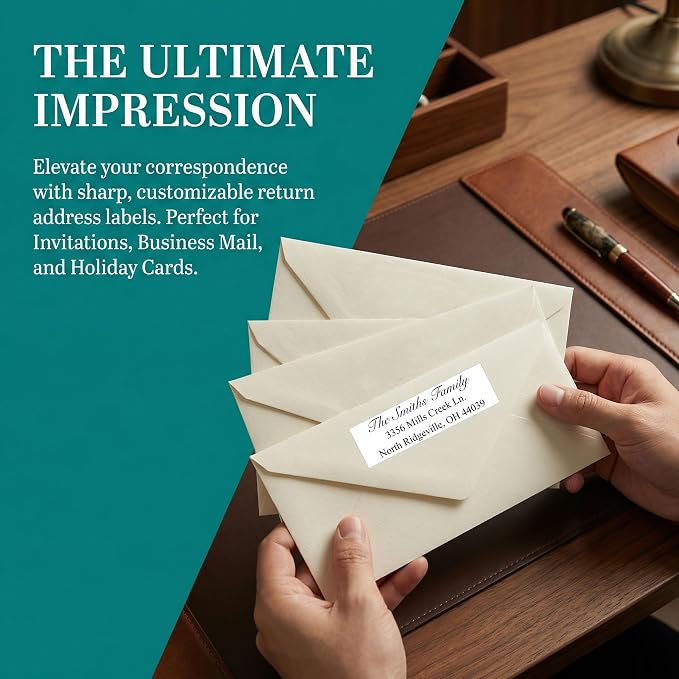Address Labels Personalized Return Address Labels Personalized Custom Mailing Label for Envelopes 2.5" x 0.75" Self Adhesive Return Stickers Roll, White, (10-1000)