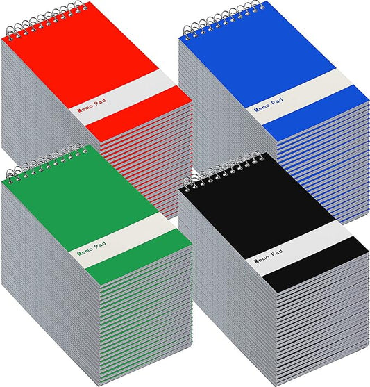 Thenshop 50 Pads Spiral Memo Pads Bulk 3 x 5 Inch Small Pocket Notepad Top Bound Lined 60 Sheets Mini Notebooks for School College Office Home Supplies (Classic Colors)