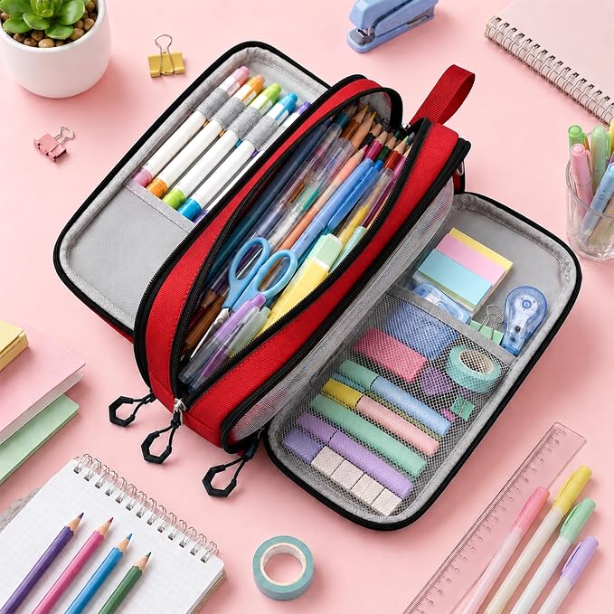 Pencil Case for Boys, Large Capacity Pencil Pouch with Zipper Compartments, Gamer Pen Bag Organizer for School Kids Teens