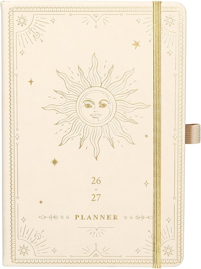 Planner 2026-2027 - Academic Planner 2026-2027, July 2026 - June 2027, 5.75" x 8.25", 2026-27 Weekly and Monthly Planner, Faux Leather planner 26-27 with Back Pocket & 40 Notes Pages - Seashell Gold
