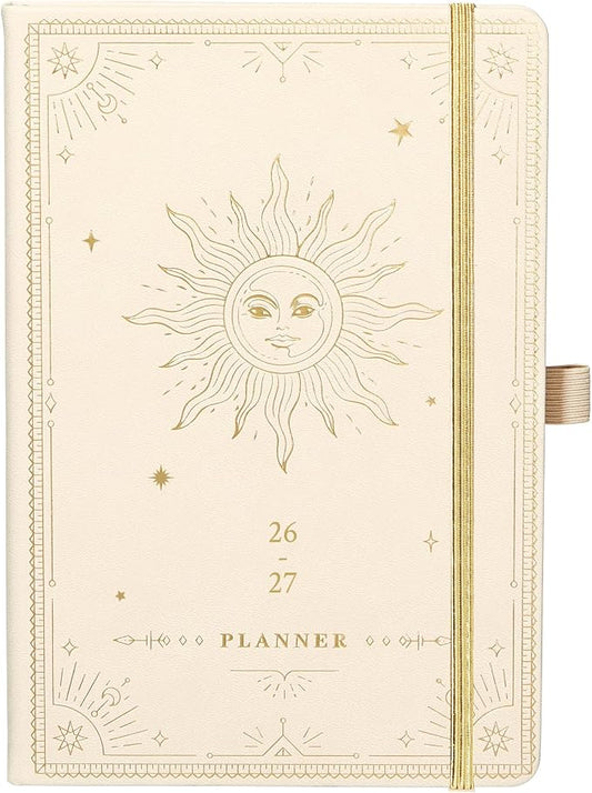 Planner 2026-2027 - Academic Planner 2026-2027, July 2026 - June 2027, 5.75" x 8.25", 2026-27 Weekly and Monthly Planner, Faux Leather planner 26-27 with Back Pocket & 40 Notes Pages - Seashell Gold
