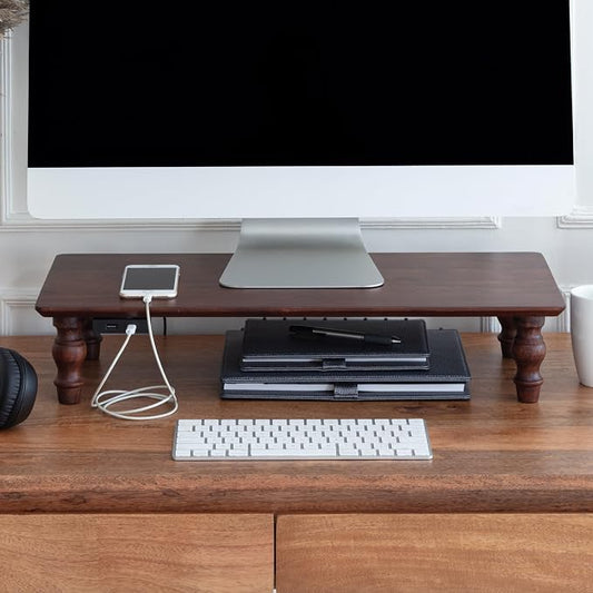 Anji Mountain Monitor Stand - Desktop Organizer & Laptop Riser, Ergonomic Monitor Riser, Space-Saving Monitor Stand for Desk, Durable Construction, Easy Assembly, Ideal for Home & Office,Walnut
