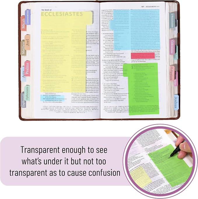 Mr. Pen- Transparent Sticky Notes Set, 380 Pack | Transparent Sticky Notes Tabs with Black Fineliner Pen for Bible Study, Office, School, Planning, Journaling & Organization