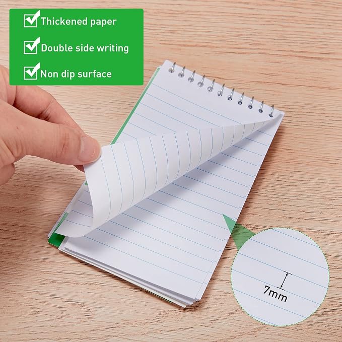 Thenshop 50 Pads Spiral Memo Pads Bulk 3 x 5 Inch Small Pocket Notepad Top Bound Lined 60 Sheets Mini Notebooks for School College Office Home Supplies (Classic Colors)