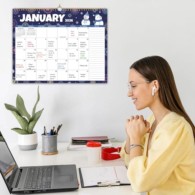 2026 Wall Calendar 12 Months, Wall Calendar from January 2026 to December 2026, Large Hanging Calendar with Thick Paper, Perfect for Home and Office Monthly Organizing & Planning, 14"x11", Seasonal