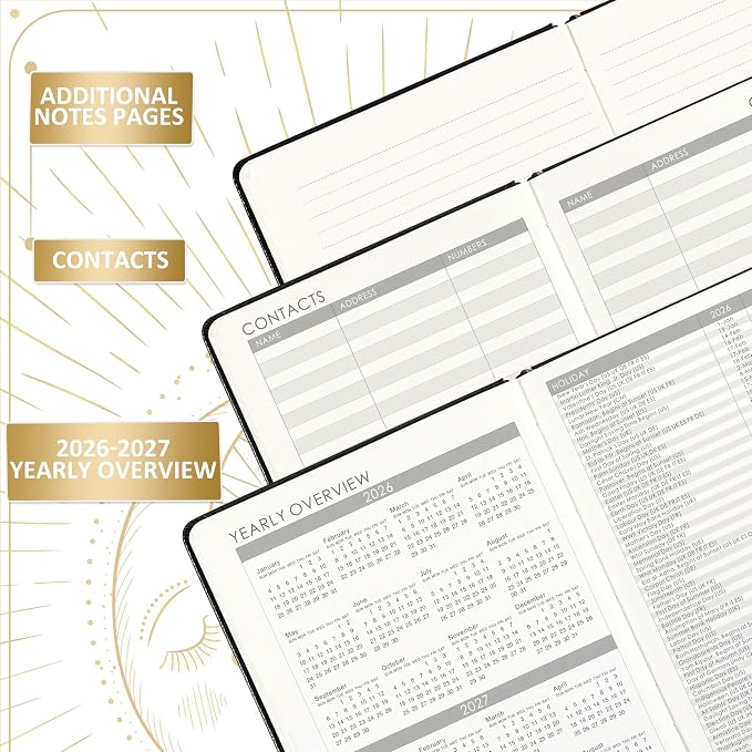 2026-2027 Planner - Academic Planner 2026-2027, Jul 2026 - Jun 2027, 5.75" x 8.25", 26-27 Weekly Monthly Planner, Faux Leather Planne-r 26-27 with Back Pocket & 40 Notes Pages - The Sun and Moon