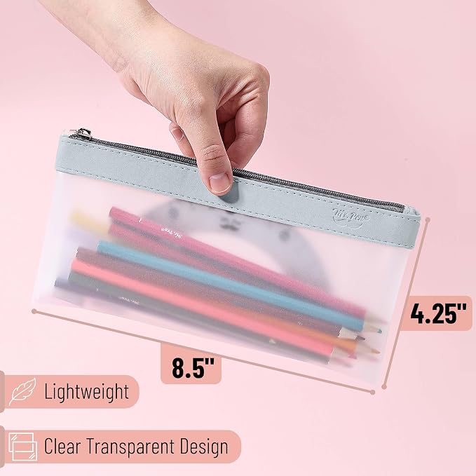 Mr. Pen- Clear Pencil Pouch, 8.50"x4.25", 3 Pack, Durable TPU Material | Medium Water-Resistant Pencil Bags with Smooth Zipper, Multipurpose Clear Pouch for Stationery, School, Office