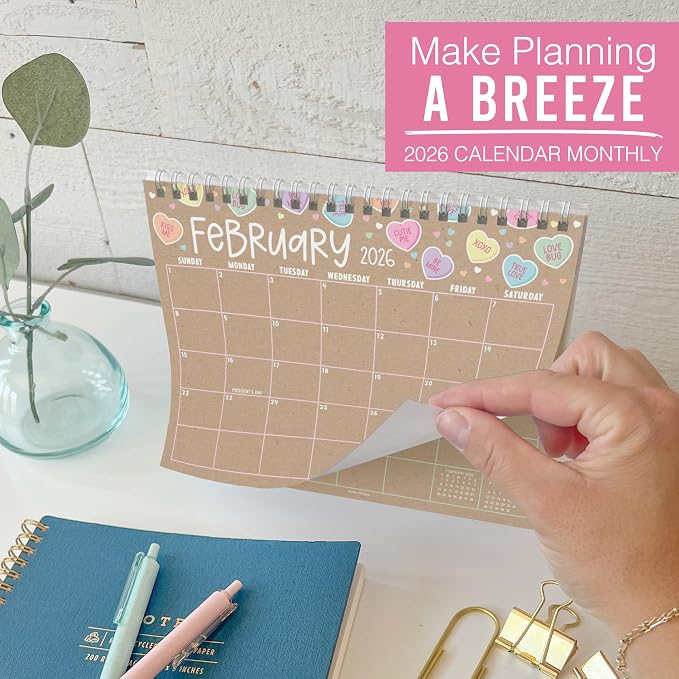 Small Desk Calendar 2026-2027 Standing Flip - 18-Month 2026 Desk Calendar Small for Home, Office & School, Standing Desks Calendars 2026-2027, Mini Desks Calendars, Back to School Teacher Gifts