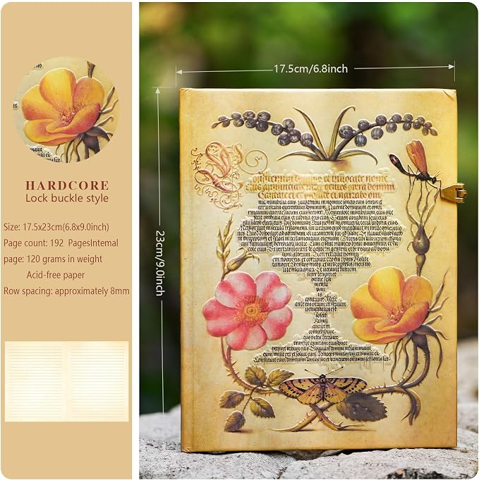 Let the Adventure Begin Vintage 3D Thorny Rose Hardcover Journal - 192 Pages (96 Sheets) with Concealed Envelope Pocket - Romantic Keepsake Diary & Travel Notebook for Timeless Celebrations