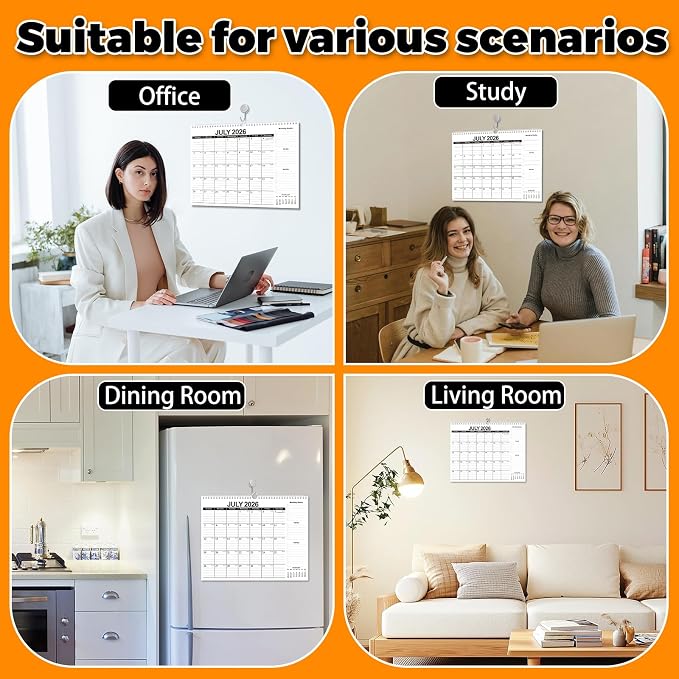 2026-2027 Wall Calendar – July 2026 to Dec 2027, 18 Months, 11 x 8.7 Inches, Monthly Calendar with Major Holidays, Julian Dates, Durable Paper, for Family Planning