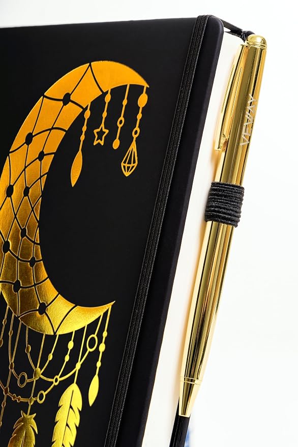 Veway Moon Dream Catcher Journal and Pen Gift Set - Vegan Leather Journal with Pen - Professional Diary for Women or Men - A5 Hardcover Fancy Notebook Gift Set - Index & 224 Lined Pages