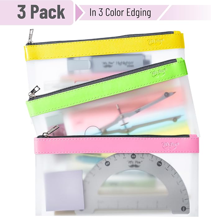 Mr. Pen- Clear Pencil Pouch, 8.50"x4.25", 3 Pack, Durable TPU Material | Medium Water-Resistant Pencil Bags with Smooth Zipper, Multipurpose Clear Pouch for Stationery, School, Office