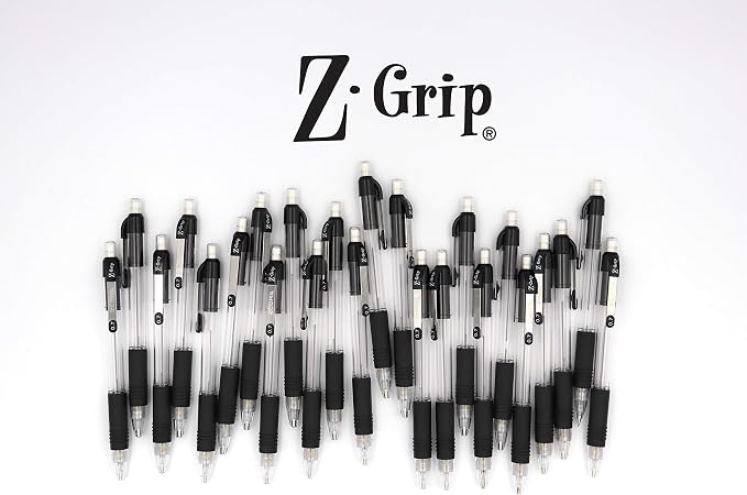 Zebra Pen Z-Grip Mechanical Pencil, 0.7mm Point Size, HB #2 Graphite, Clear Pearlescent Barrel with Black Grip, School Supplies and Teacher Supplies, 12-Pack (52410)