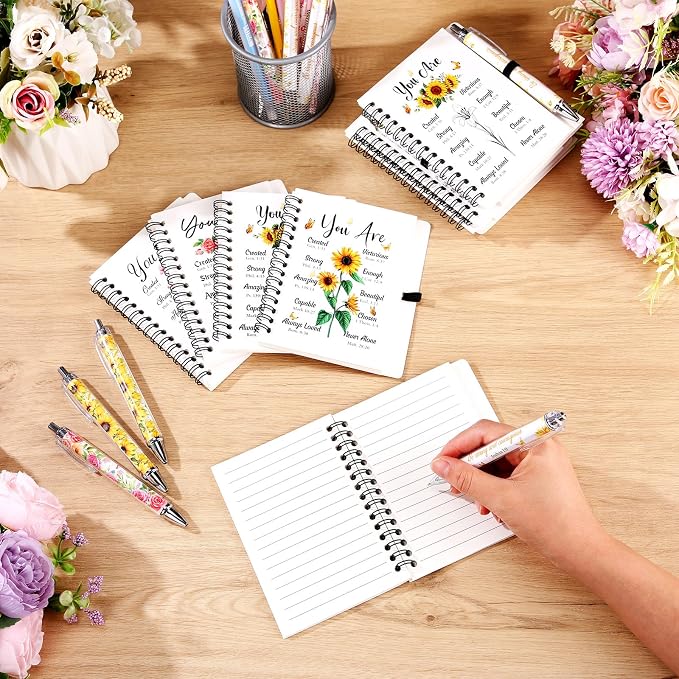 Colarr 24 Sets Christian Notebooks Bulk Christian Gifts for Women Pen and Notebook Gift Set Religious Prayer Journal for Woman Church Scripture Note Books with Bible Verse Pens(You Are)