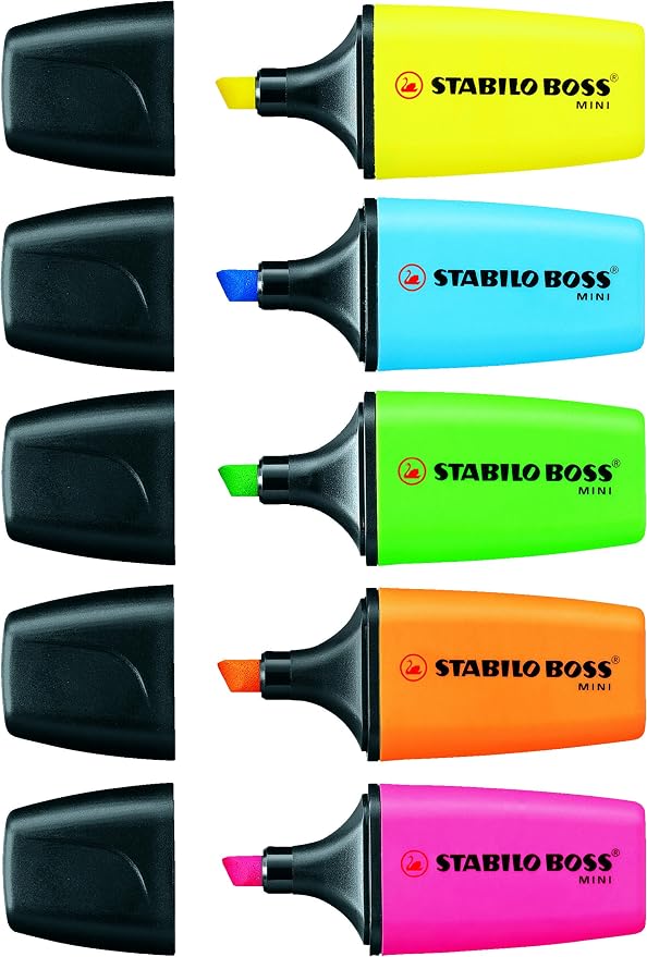 STABILO - BOSS MINI - Highlighter - Pack of 5 - Assorted colors | pack of 5 - Assorted Colours
