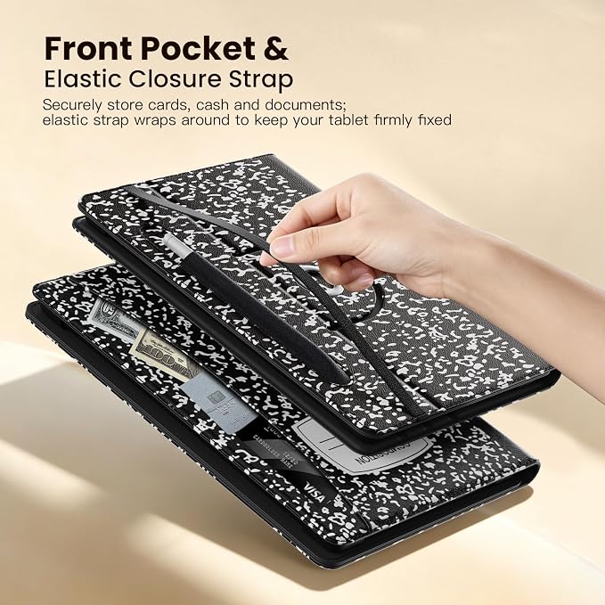 MoKo for Universal 11 inch Android Tablet Case with Pen Holder, Celadon | Fits All 9.6-11 inch Tablets, Slim 360 Degree Rotating Cover, Multi-Angle Stand, Front Pocket, No fit iPad/NO back opening