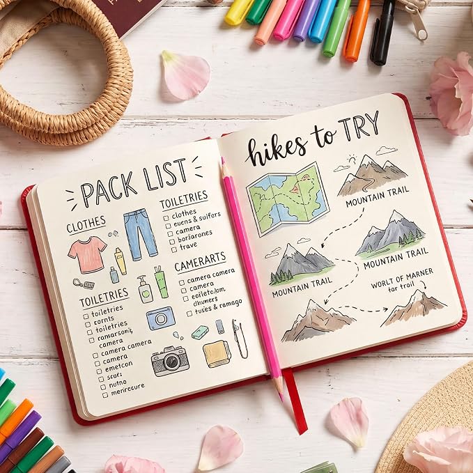 Prudiut Hardcover Pocket Sketchbook, 5" x 5" Square Mini Sketchbook, 98lb/160gsm Heavyweight Tiny Sketch Book, 80 Sheets Small Travel Drawing Journal for Adults, Artist, Ideal for Gift (Red)