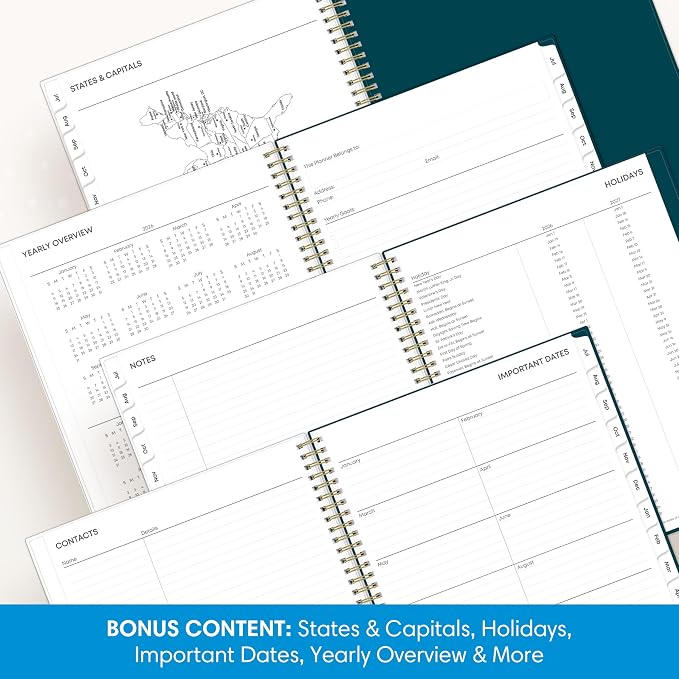 Blue Sky 2026-2027 Weekly & Monthly Academic Planner, 8.5"x11", Greta | July 2026 - June 2027, Flexible Cover, Wirebound, Storage Pocket, Laminated Tabs, Academic Year