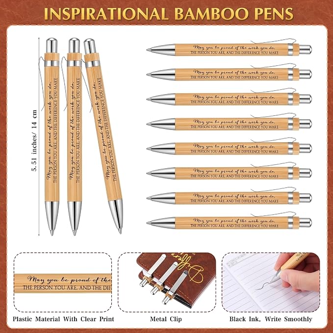 Marspark 30 Sets Difference Maker Appreciation Gifts for Men Inspirational A5 Leather Notebooks with Pens Employee Thank You Gifts for Men Women Coworker Nurse Teacher Back to School (Brown)