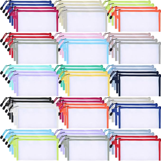 Leelosp 80 Pcs Mesh Zipper Pouch Bulk Mesh Pencil Pouches 10 Color Zipper Bag for Back to School Supplies Cosmetic Office Classroom Travel Appreciation Gift(Multicolor,9 x 4.7 Inch)