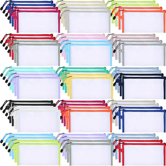Leelosp 80 Pcs Mesh Zipper Pouch Bulk Mesh Pencil Pouches 10 Color Zipper Bag for Back to School Supplies Cosmetic Office Classroom Travel Appreciation Gift(Multicolor,9 x 4.7 Inch)