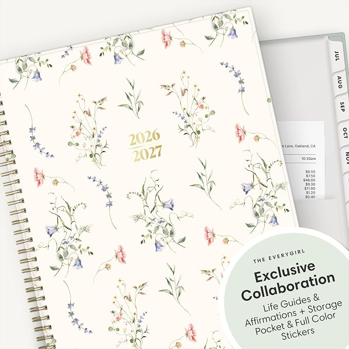 Blue Sky 2026-2027 Weekly & Monthly Academic Planner, 8.5"x11", Marisa | July 2026 - June 2027, Flexible Cover, Wirebound, Laminated Tabs, Storage Pocket, Stickers, Academic Year, The Everygirl