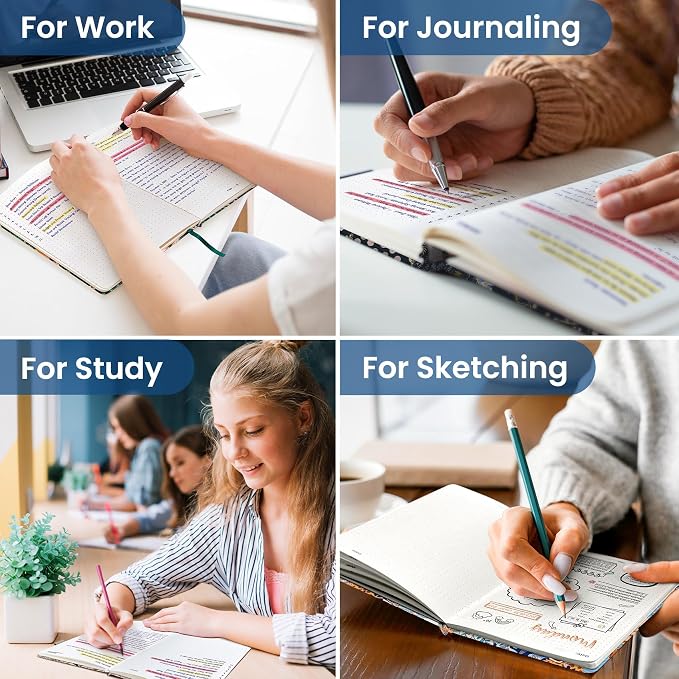 Dotted Journal Notebook for Women & Men, Hardcover Leather Journal for Writing, A5 Dotted Journaling Notebook for Work & Sketching, Perfect for Office School Home Supplies, 160 Pages, Watercolor Petal