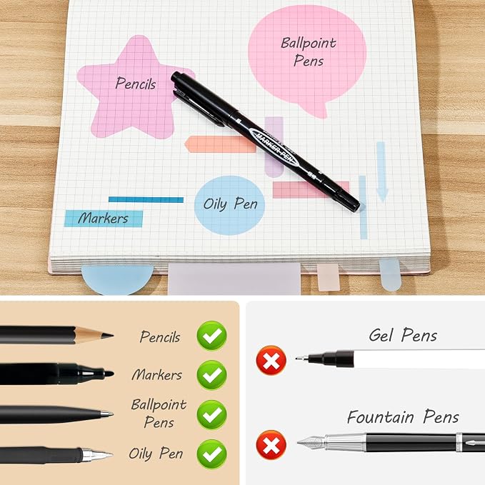 BAYTORY 1700 Sheets Transparent Sticky Notes, See Through Sticky Tabs | Book Annotation Kit for Bible Study, 4Pcs Double Marker Pens, Transparent Index Tabs for Annotation Kit (Pink Blue)