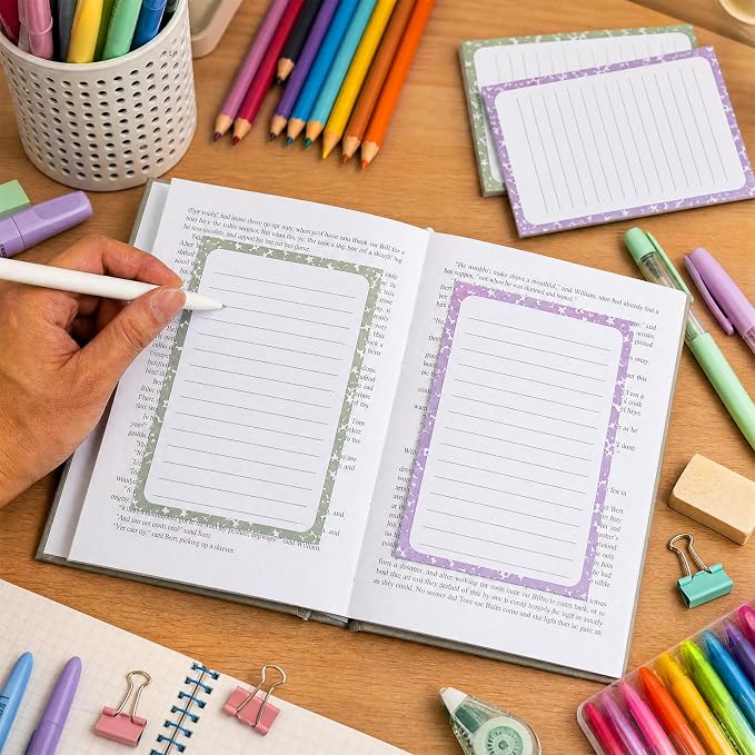 Eaasty 24 Pack Composition Lined Sticky Notes 4 x 6 Inch 40 Sheets Composition Self Stick Note Pads Bulk Back to School Sticky Notes with Lines Post on Desks Windows Door for Teacher Student Office