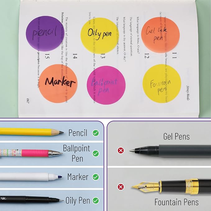 Mr. Pen- Round Transparent Sticky Notes, 1.8”, 4 Pads with Black Fineliner | 200 Sheets, Smooth Writing, Water-Resistant, Clean Removal, Easy-Peel Sticky Notes for Bible Journaling & Planning