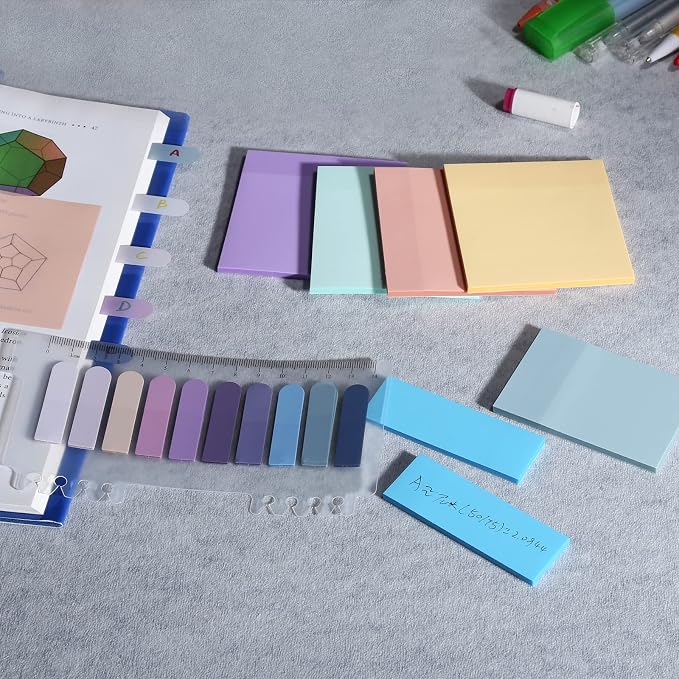 Pastel Transparent Sticky Notes, 550 Sheets Morandi Clear Sticky Tabs, Translucent Page Flags Book Markers Stickers, Bible Journaling Study Office School Supplies