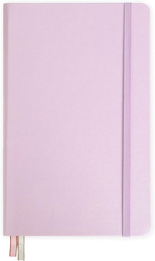 Minimalism Art, Premium Hard Cover Notebook Journal, Classic 5" x 8.3", 122 Numbered Pages, Gusseted Pocket, Ribbon Bookmark, Extra Thick Ink-Proof Paper 120gsm, San Francisco (Dotted, Pink)