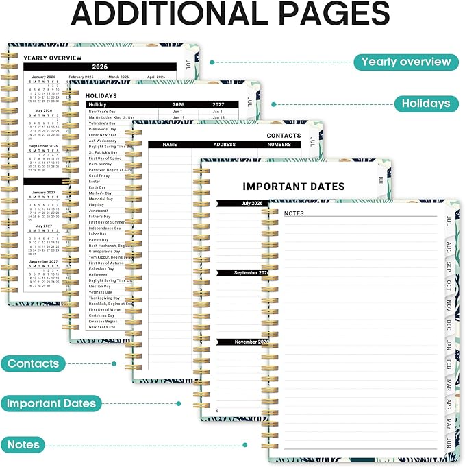 Planner 2026-2027, Academic Year Monthly and Weekly Calendar Planner, Jul 2026 - Jun 2027, Hardcover Teacher Student Planning Agenda book with Tabs, Perfect for School Office Supplies, 8.5" x 11" - Drifting Whales