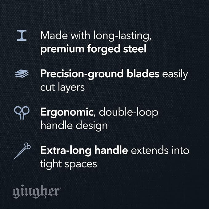 Gingher 6" Double-Curved Embroidery & Applique Scissors for Crafting | Extra Long Handles Curve Over Embroidery Hoops, Sharp & Durable Forged Steel Blades Cut Threads Close to Fabric