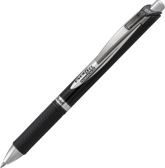 Pentel EnerGel PRO Permanent Gel Pen, (0.7mm), Medium Line, Archival and Water-Proof, Black Ink, Pack of 2 (BLP77BP2A)