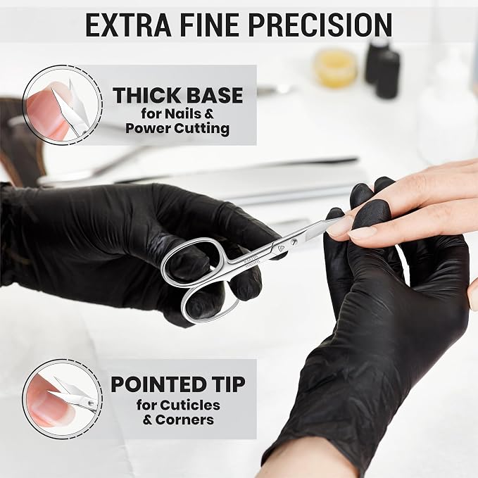 SILLVER Nail Scissors Curved for Nail Tips - Stainless Steel Nail & Cuticle Scissors for Manicure & Pedicure - Professional Grooming Scissors for Mustache, Beard & Dry Skin - Manicure scissors