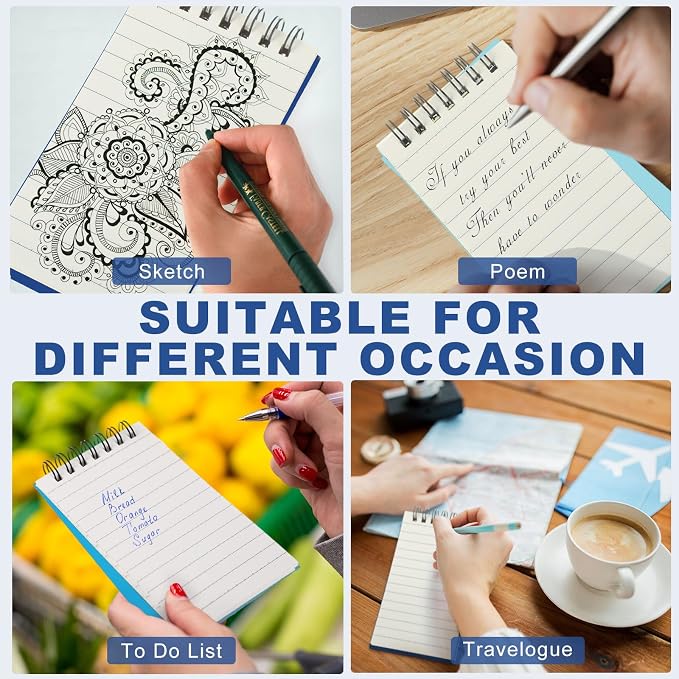 Tenceur 8 Pcs Pocket Notebook Bulk Small 3x5 Inch Spiral Notepads Mini Top Bound Notebook with Lined 120 Pages Ruled Memo Pads for Office College Nurse Essentials Back to School Gift