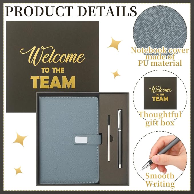 Sayglossy New Employee Welcome to The Team Gift Sets Notebook and Pen Welcome to The Team Box Employee Appreciation Gift Sets for New Office Worker(Gray)