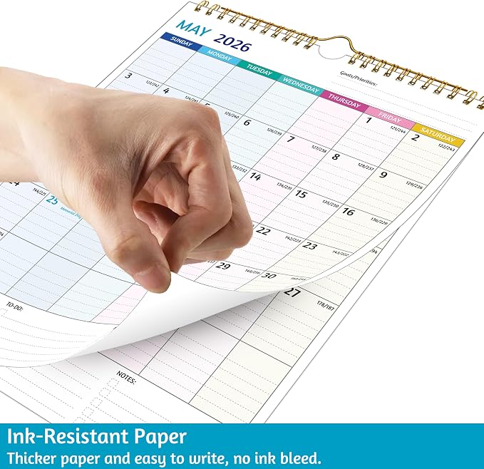 Wall Calendar 2026-2027 – Run Now - Dec 2027, 20 Monthly Calendar 2026-2027 for Wall, 8.5 x 11 In, 2027 Small Calendar, Ruled Blocks, Thick Paper, Holidays, To-do ＆ Notes, Great for Organizing