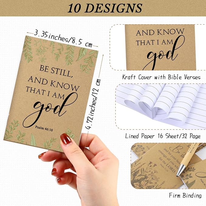 Ctosree 60 Pcs Christian Gifts Bulk for Women Bible Verse Notebook Prayer Journal Inspirational Ballpoint Pen Notepad Church Gift for Women Pastor's Wife Vbs Sunday School Back to School Gift (Brown)