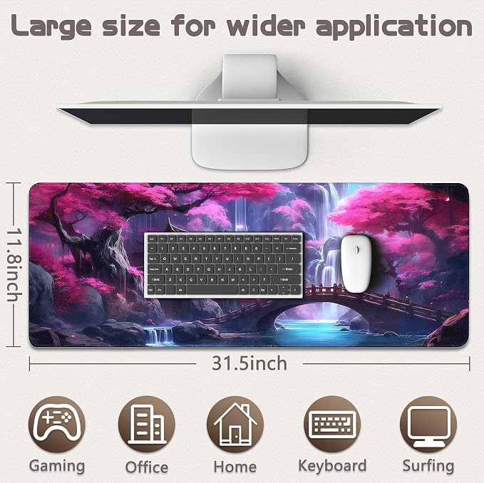 Gaming Mouse Pad - (31.5"×11.8") Japanese Anime Large Mouse Pads for Desk - Desk Mat for Keyboard and Mouse with Non-Slip Base, Desks Pad Matfor Game/Office & Home