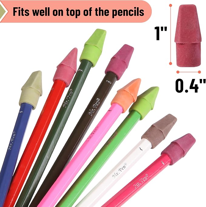 Mr. Pen- Pencil Erasers Toppers, 120 Pack, Late Harvest Color Scheme | Latex Free, No Smudge, Mr Pen Erasers for Pencils