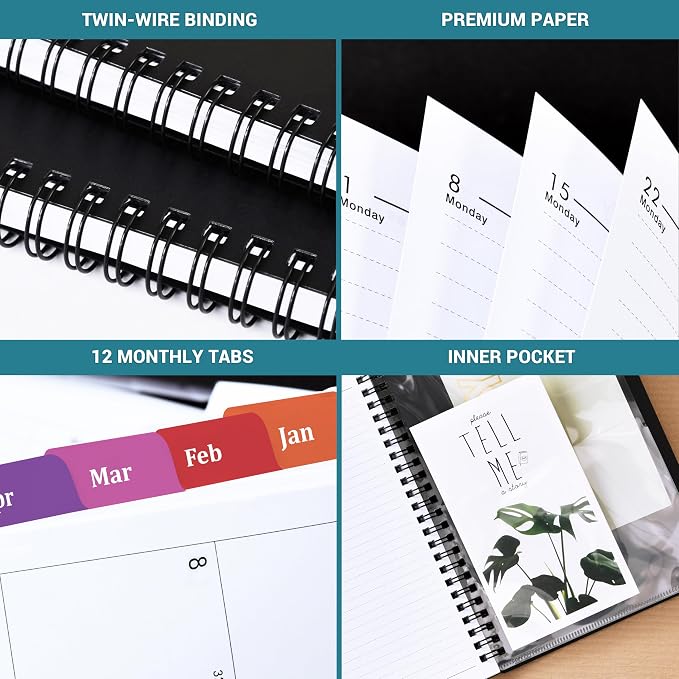 Academic Planner 2026-2027, July 2026 - June 2027, 6.3" x 8.4" | 26-27 Planner Weekly and Monthly, Colorful Tabs, PP Cover, A5 Thick Paper, Twin-Wire Binding - Black