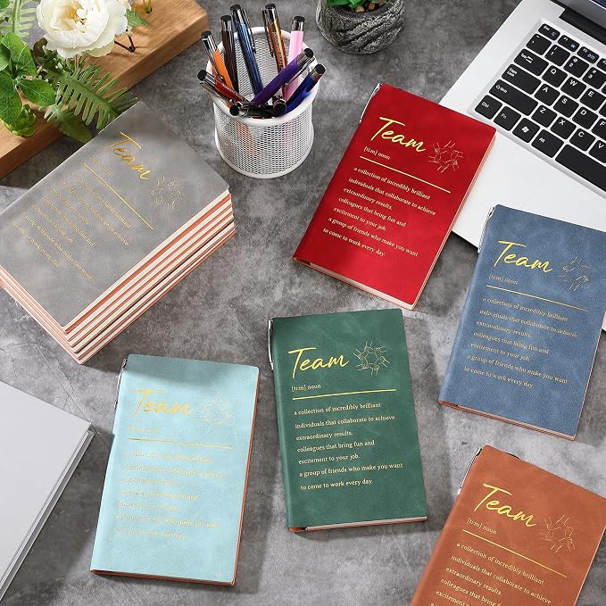 Colarr 40 Pcs Appreciation Gifts Bulk Inspirational PU Leather Notebook Journal & Pen Set Thank You Gifts for Staff, Employees, Coworkers, Nurses(Vivid Colors,Team Sign)